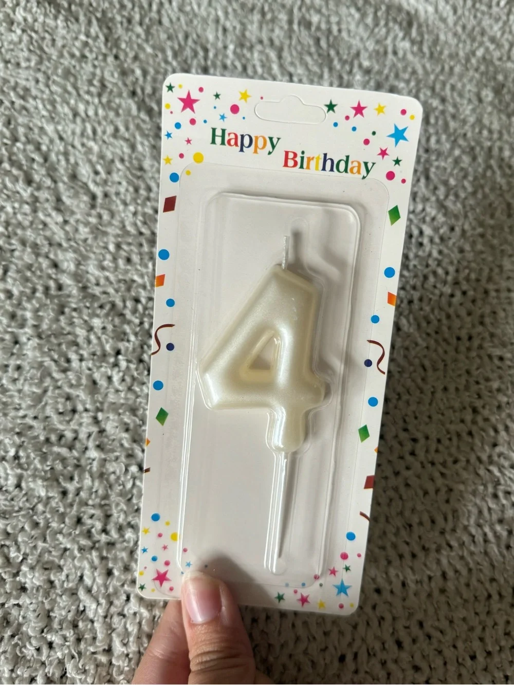 Pearl Ivory Number 4 Birthday Cake Candle